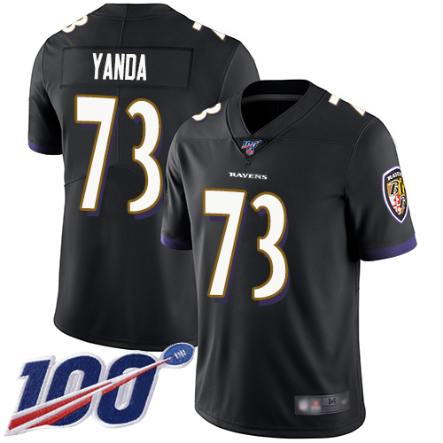 Baltimore Ravens Limited Black Men Marshal Yanda Alternate Jersey NFL Football #73 100th Season Vapor Untouchable